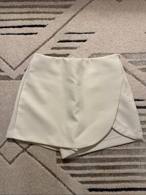 Zara Cream Wrap-Front Mini Skort